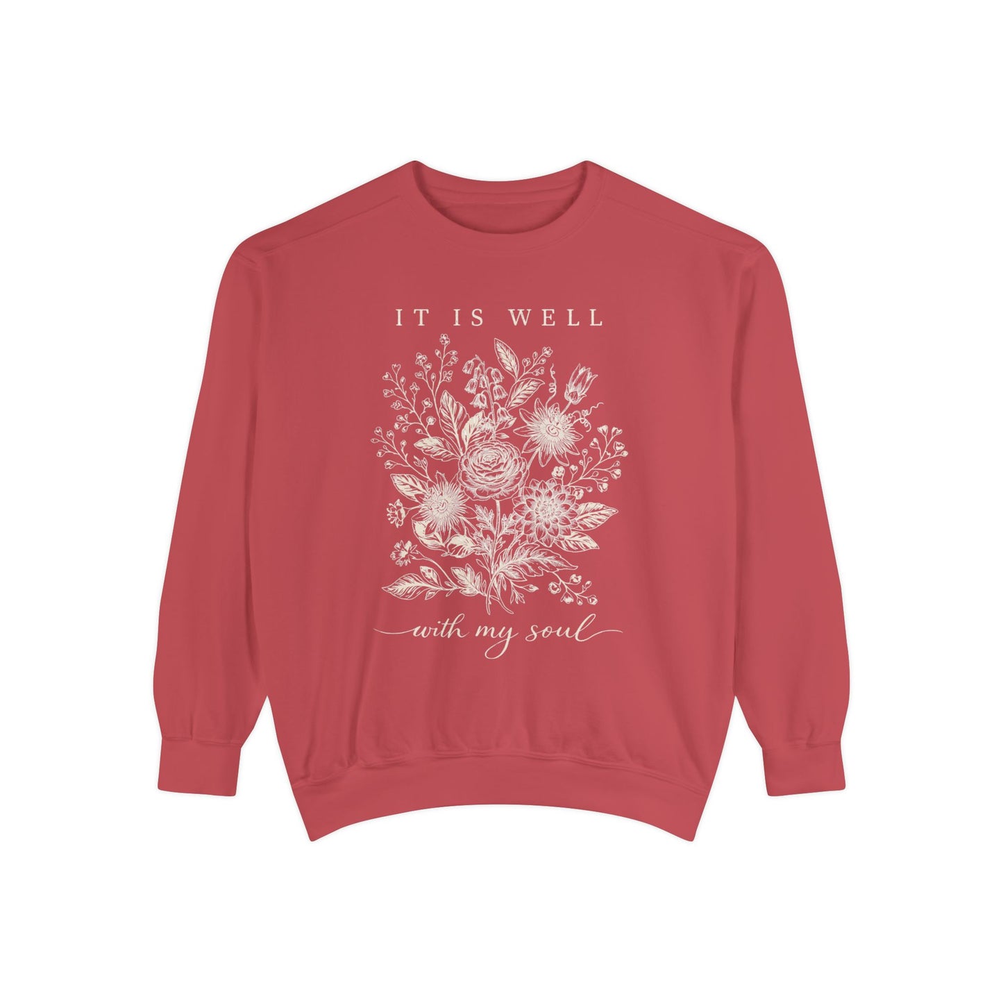 It Is Well With My Soul Sweatshirt | Comfort Colors Vintage Botanical Crewneck
