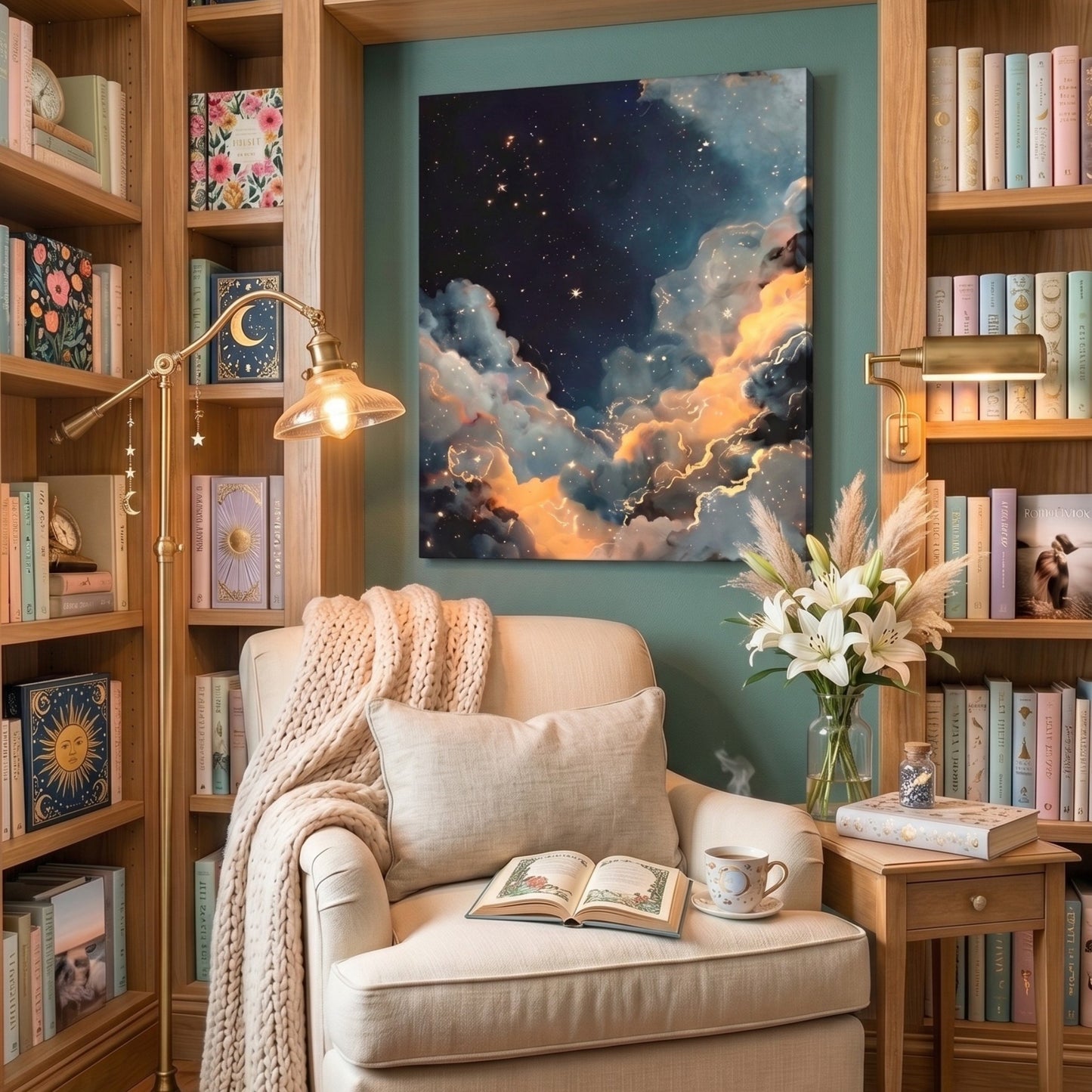Celestial Dreams Canvas Wall Art | Celestial Sky Decor | Starry Night Artwork