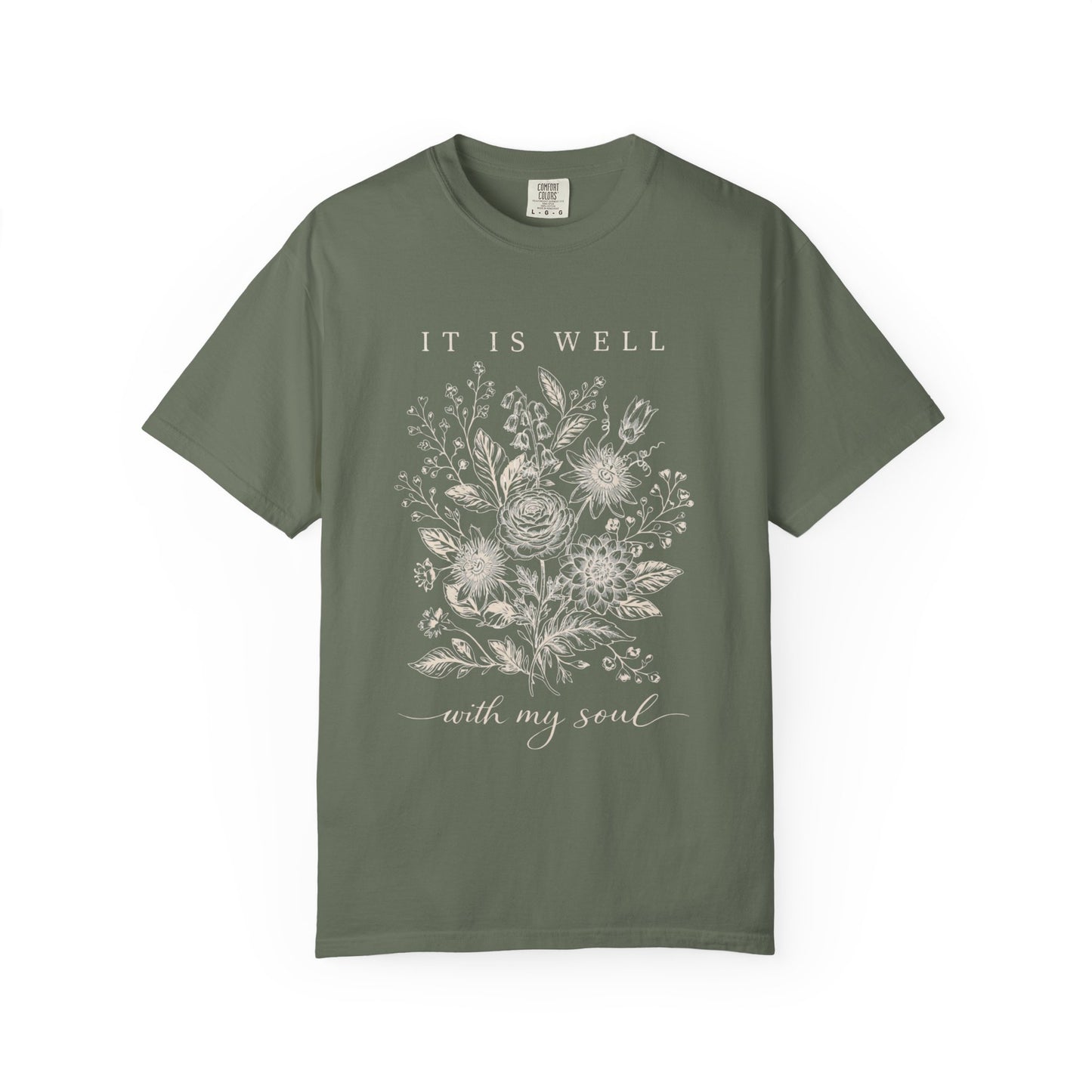 It Is Well With My Soul Floral Shirt | Comfort Colors Vintage Botanical Tee