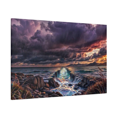 Parting of the Sea Canvas Wall Art | Biblical Ocean Artwork | Christian Coastal Decor
