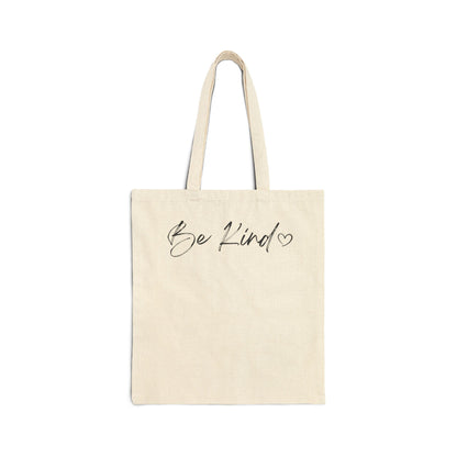 Minimalist Be Kind Tote Bag with Heart | Double-Sided Canvas Market Bag