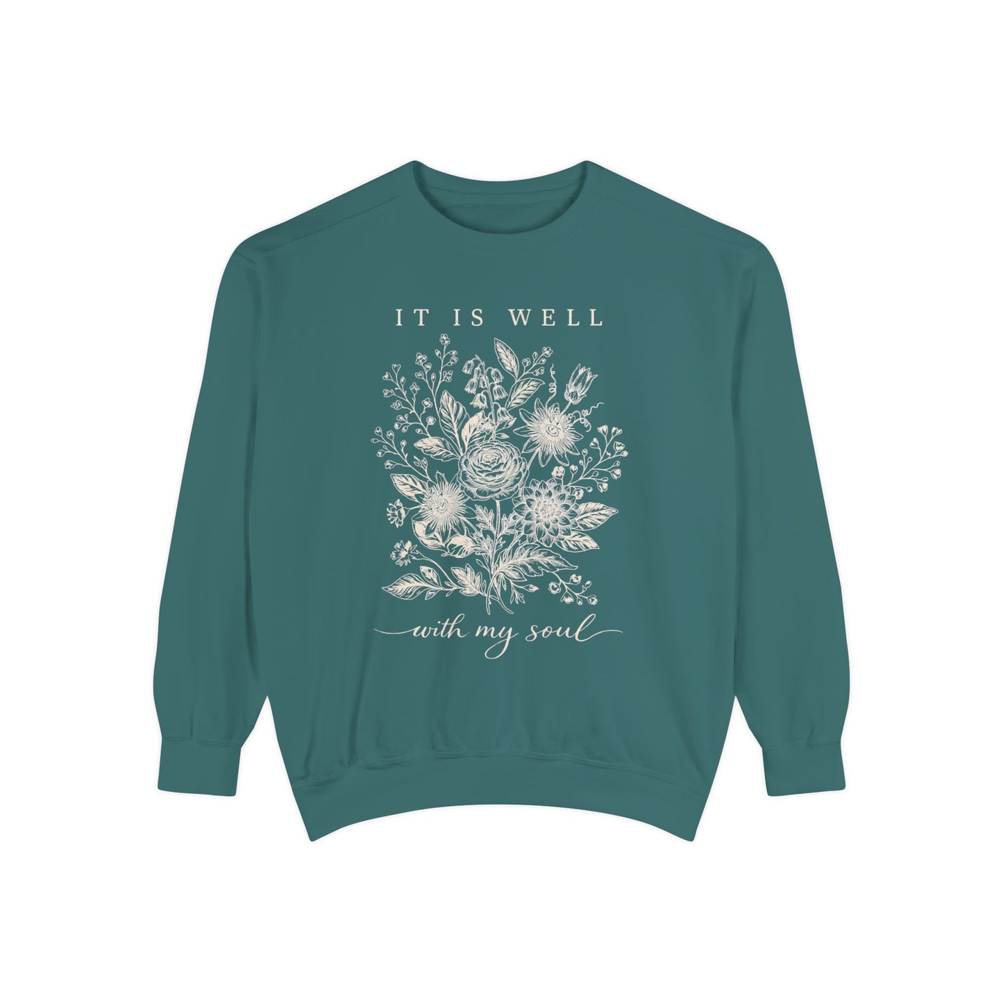 It Is Well With My Soul Sweatshirt | Comfort Colors Vintage Botanical Crewneck