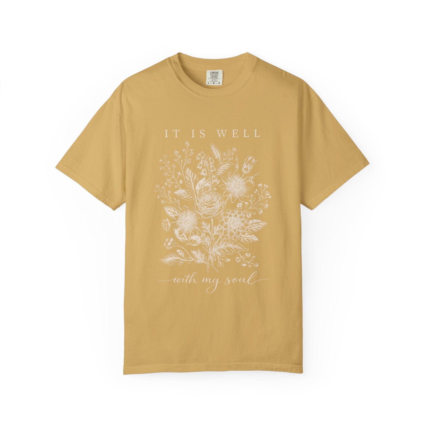 It Is Well With My Soul Floral Shirt | Comfort Colors Vintage Botanical Tee