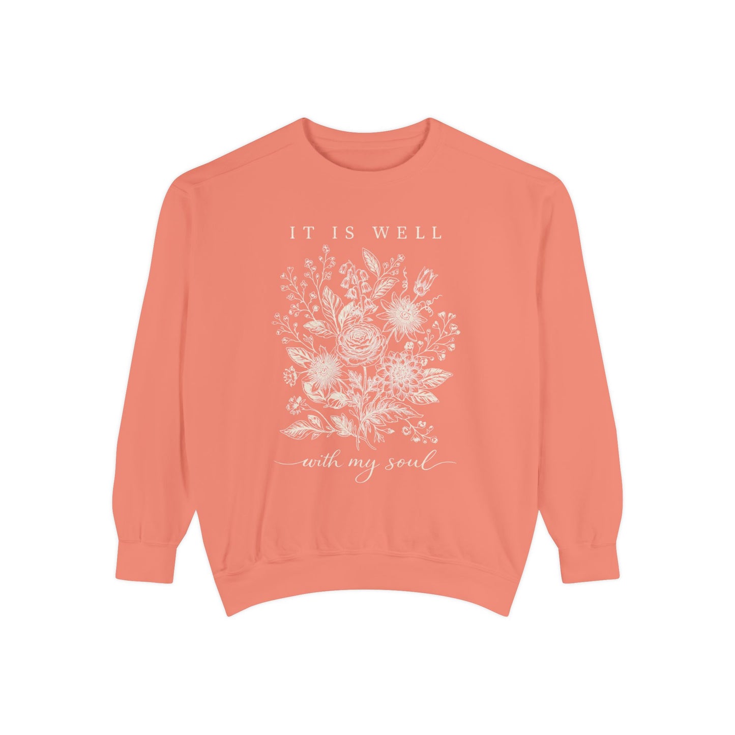 It Is Well With My Soul Sweatshirt | Comfort Colors Vintage Botanical Crewneck