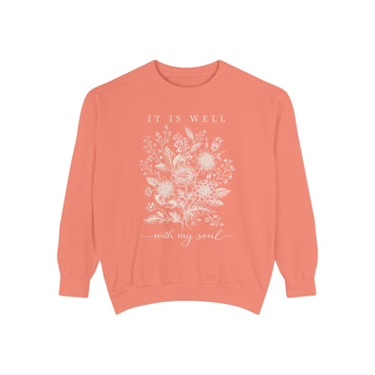 It Is Well With My Soul Sweatshirt | Comfort Colors Vintage Botanical Crewneck