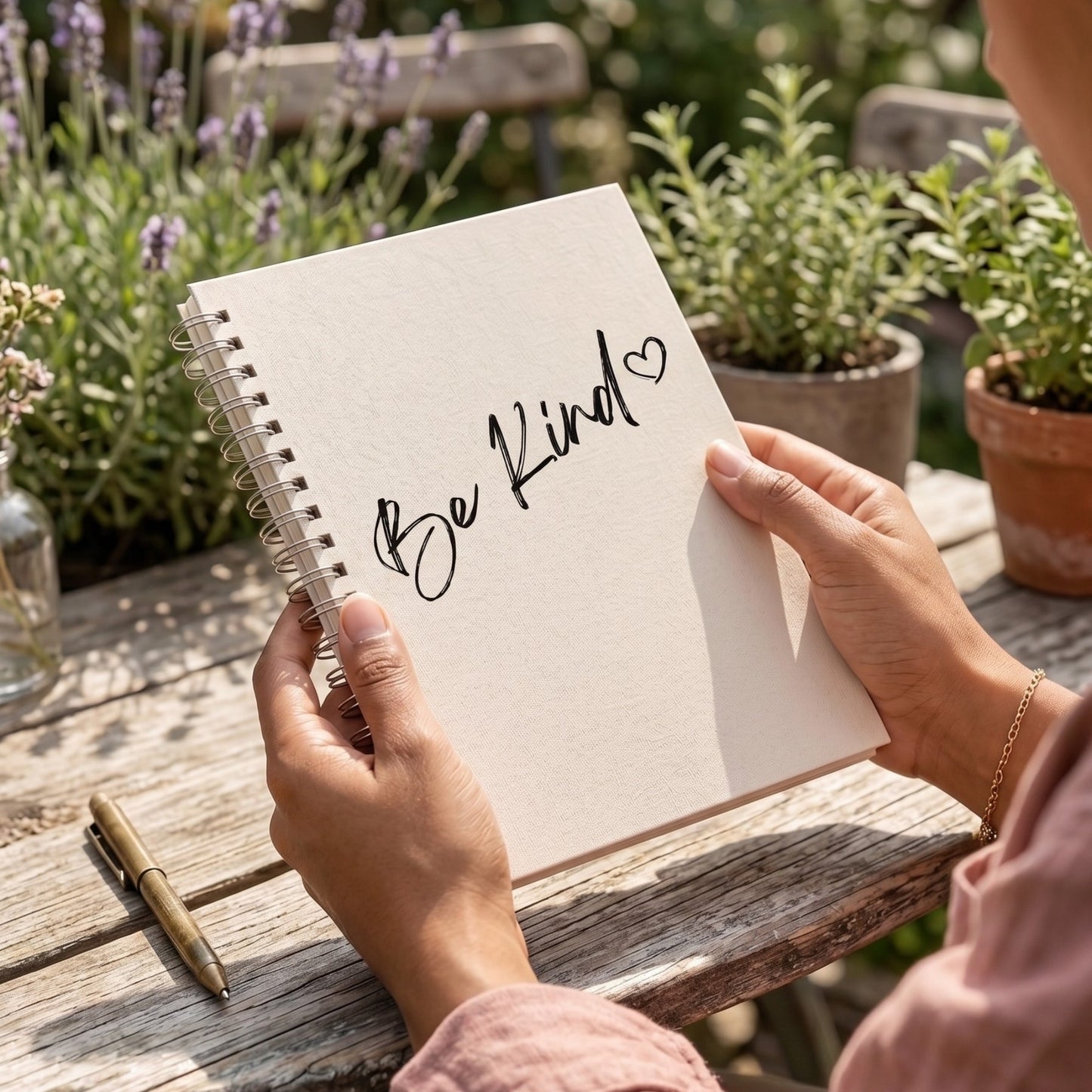 Be Kind Minimalist Aesthetic Spiral Notebook – Cozy Cream Lined Journal