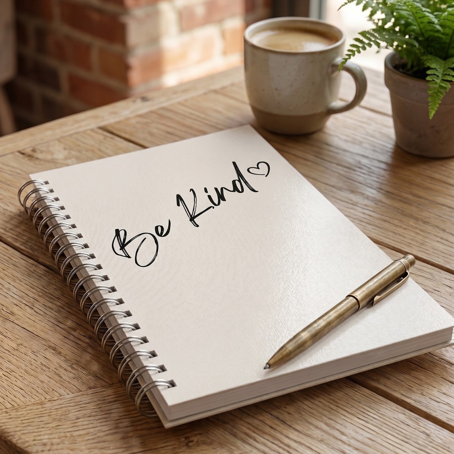Be Kind Minimalist Aesthetic Spiral Notebook – Cozy Cream Lined Journal