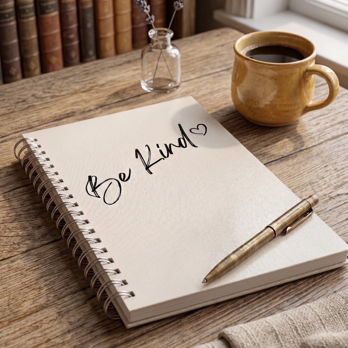 Be Kind Minimalist Aesthetic Spiral Notebook – Cozy Cream Lined Journal