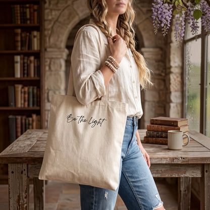 Be The Light Tote Bag | Minimalist Canvas Market Bag