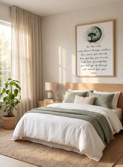 Buddha quote printable wall art digital download displayed in bedroom