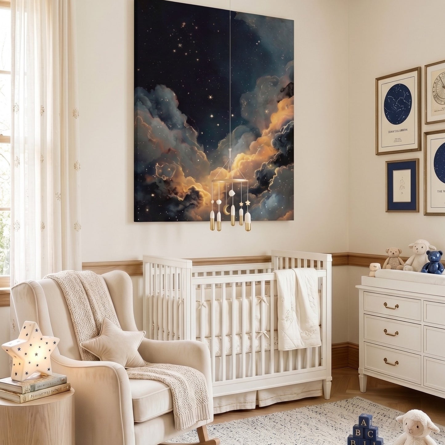 Celestial Dreams Canvas Wall Art | Celestial Sky Decor | Starry Night Artwork