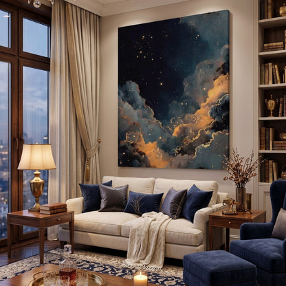 Celestial Dreams Canvas Wall Art | Celestial Sky Decor | Starry Night Artwork