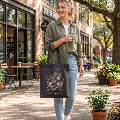 It Is Well With My Soul Vintage Floral Tote Bag