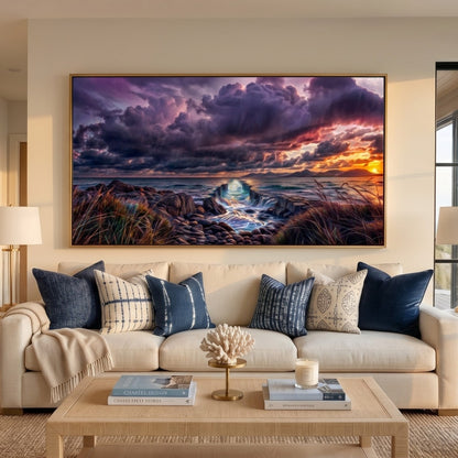 Parting of the Sea Canvas Wall Art | Biblical Ocean Artwork | Christian Coastal Decor