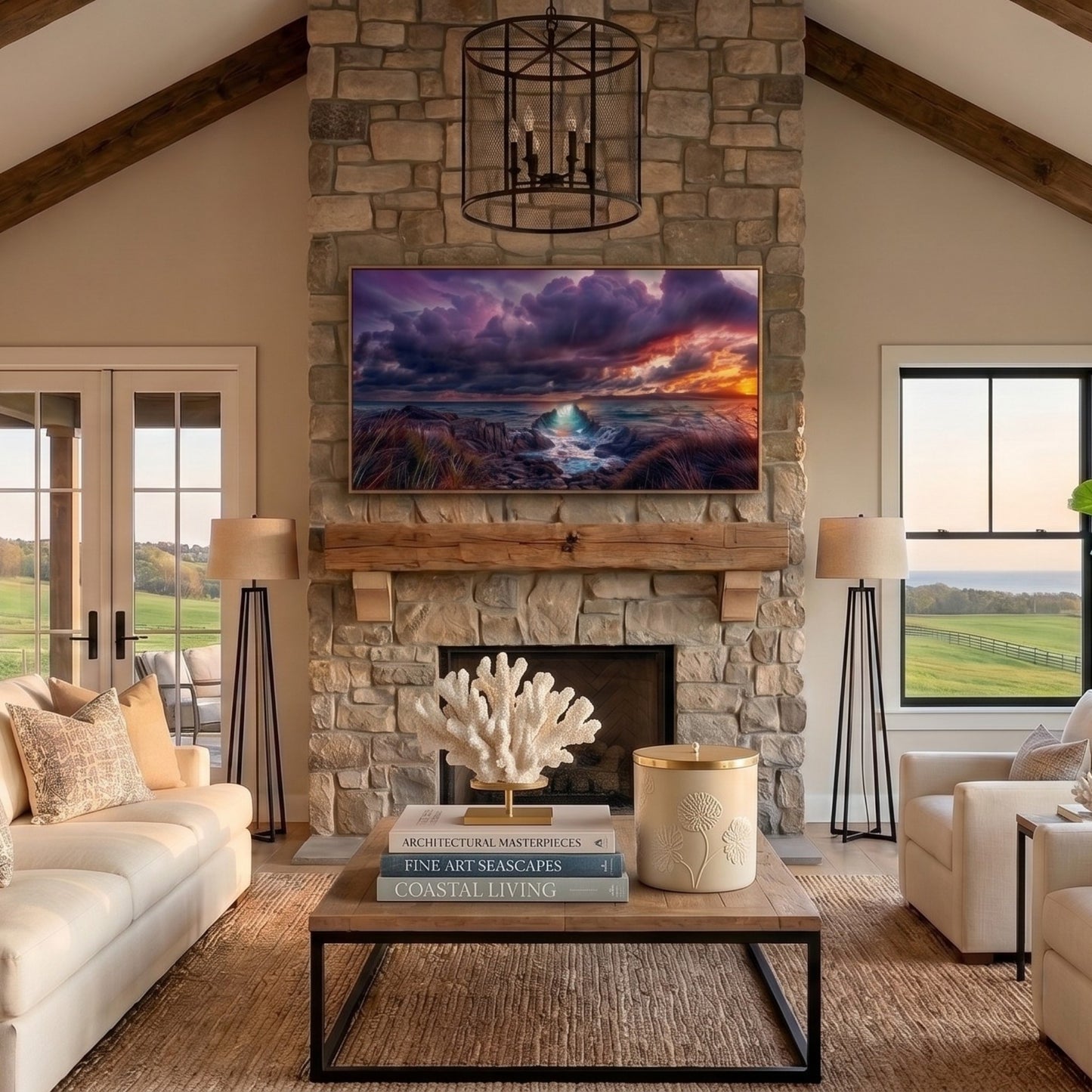 Parting of the Sea Canvas Wall Art | Biblical Ocean Artwork | Christian Coastal Decor
