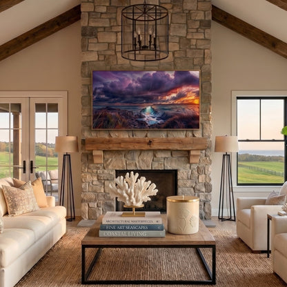 Parting of the Sea Canvas Wall Art | Biblical Ocean Artwork | Christian Coastal Decor