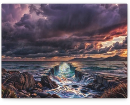 Parting of the Sea Canvas Wall Art | Biblical Ocean Artwork | Christian Coastal Decor